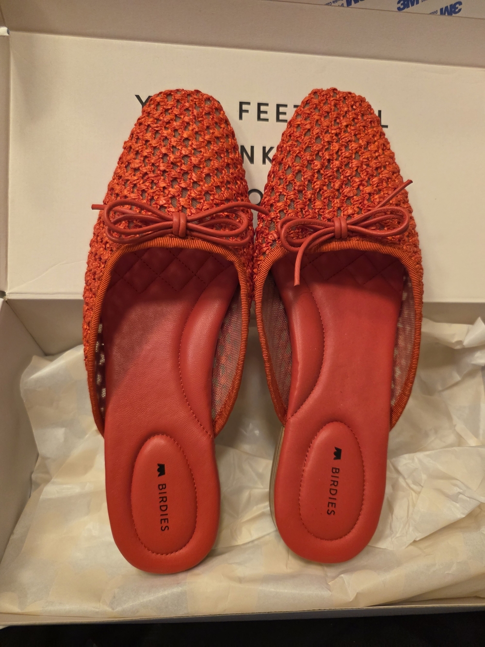 Birdies Red Woven Bow Slip-On Mules